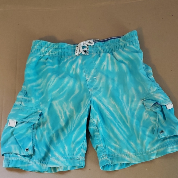 Lands' End Boys Blue Tye-dye Swim Shorts Size M - Picture 1 of 8